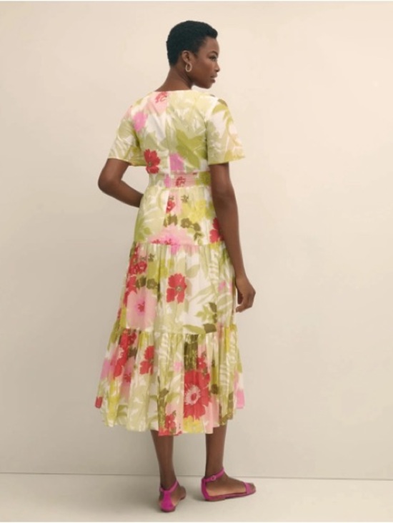 Brooks Brothers Dresses & Skirts - Brooks Brothers Pink and Green Floral Tiered Midi Dress